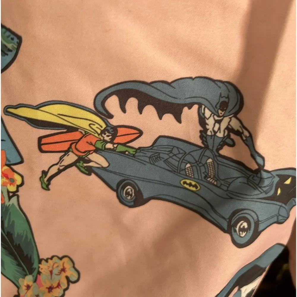 Batman Robin Pink Hawaiian Bathing Suit Shorts Swim Trunks Size L